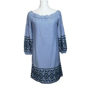 Vince Camuto Women's Shift Dress Sz 10 Embroidered Off-The-Shoulder Lined